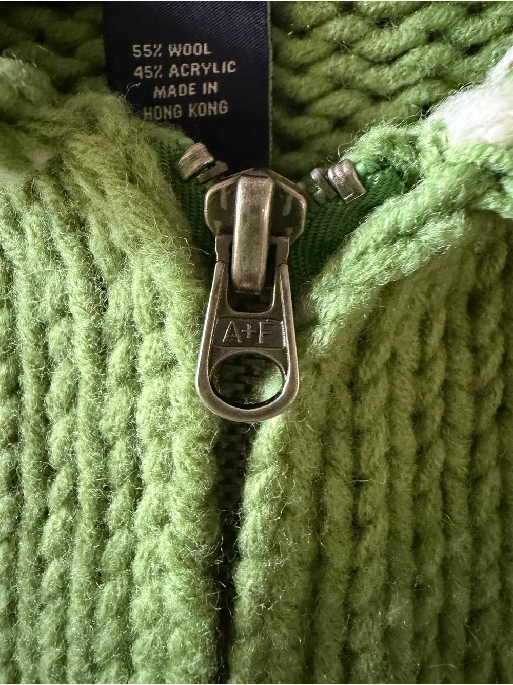 Abercrombie & Fitch Lime Green Chunky Knit Zip Cardigan - Picture 6 of 13